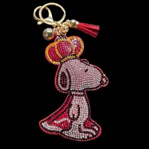 Royal Snoopy Bag Charm Keychain with Crown - Red and Gold